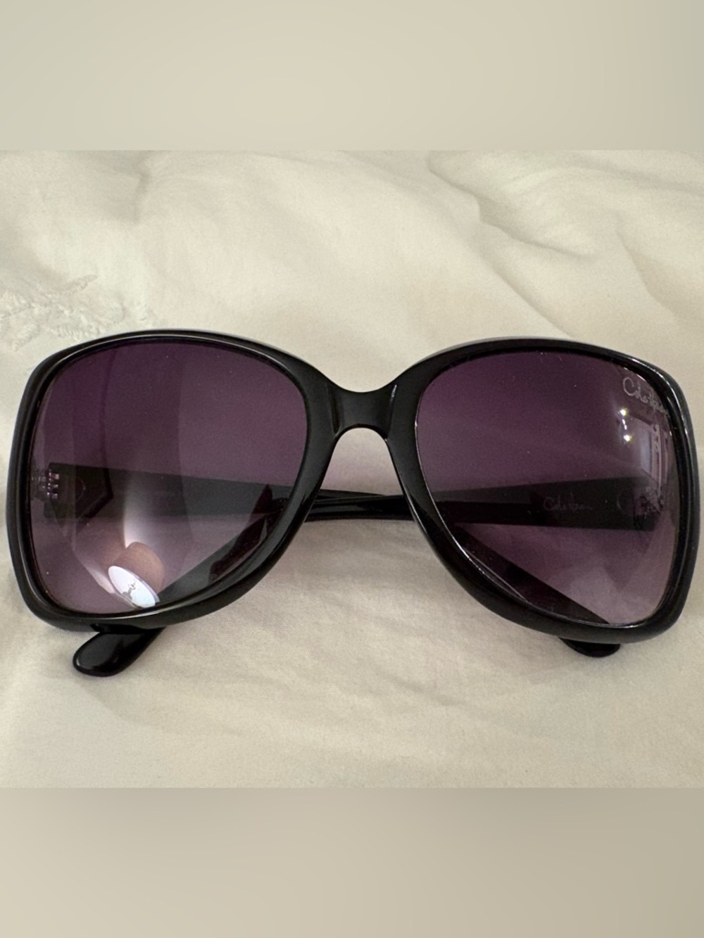 Cole Haan Women’s Black Oversized Sunglasses with Purple Gradient Lenses c648